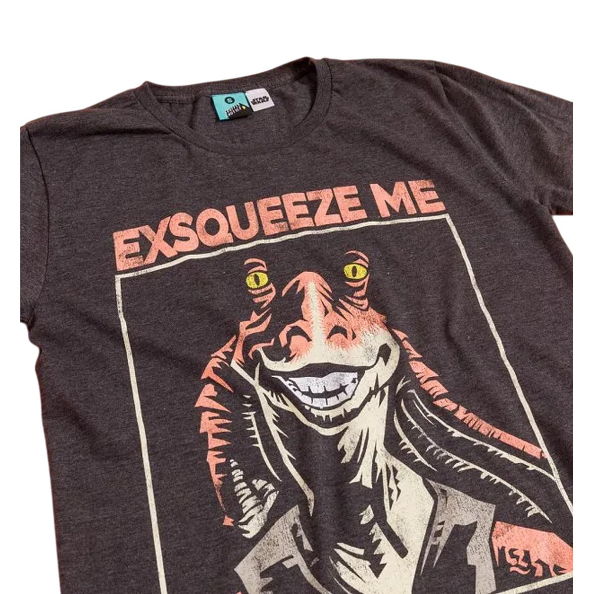Charcoal Marl - Side - Star Wars Unisex Adult Exsqueeze Me Jar Jar Binks T-Shirt