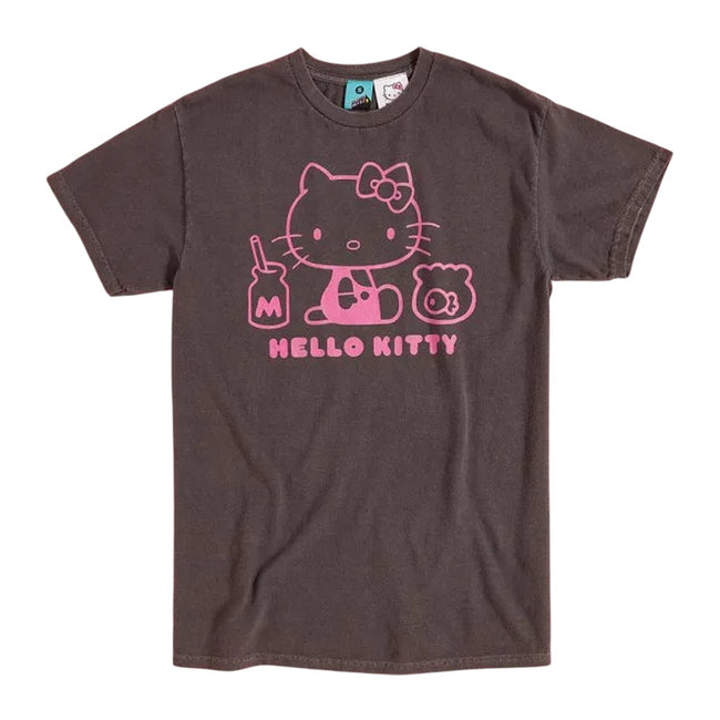 Charcoal - Front - Hello Kitty Unisex Adult Outline Vintage Wash T-Shirt