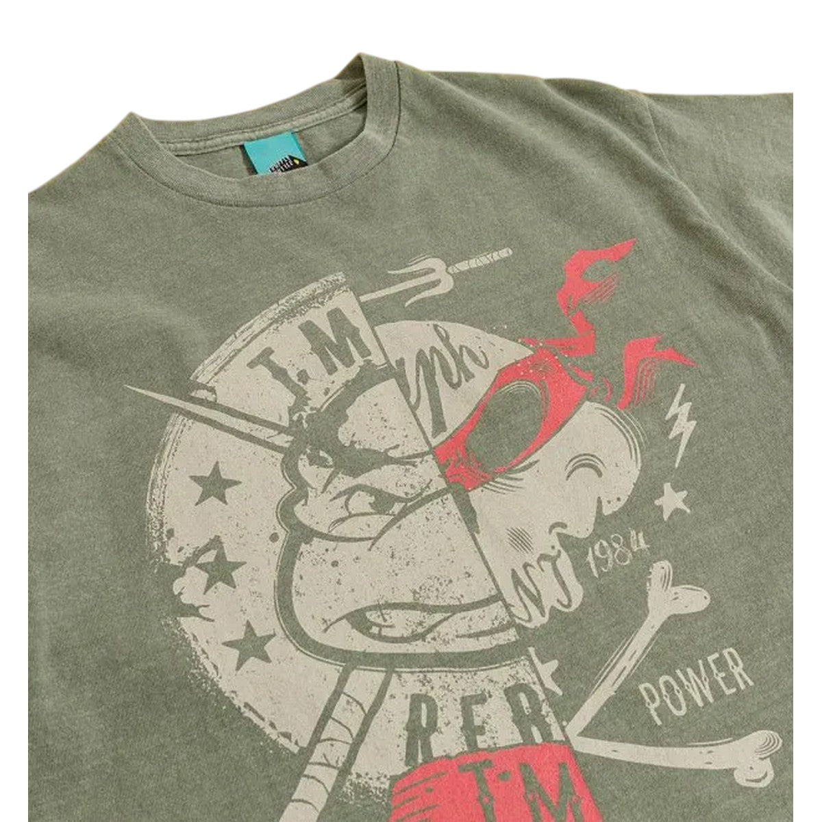 Green - Side - Teenage Mutant Ninja Turtles Unisex Adult Split Vintage Wash T-Shirt