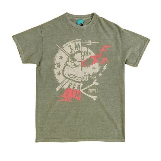 Green - Front - Teenage Mutant Ninja Turtles Unisex Adult Split Vintage Wash T-Shirt