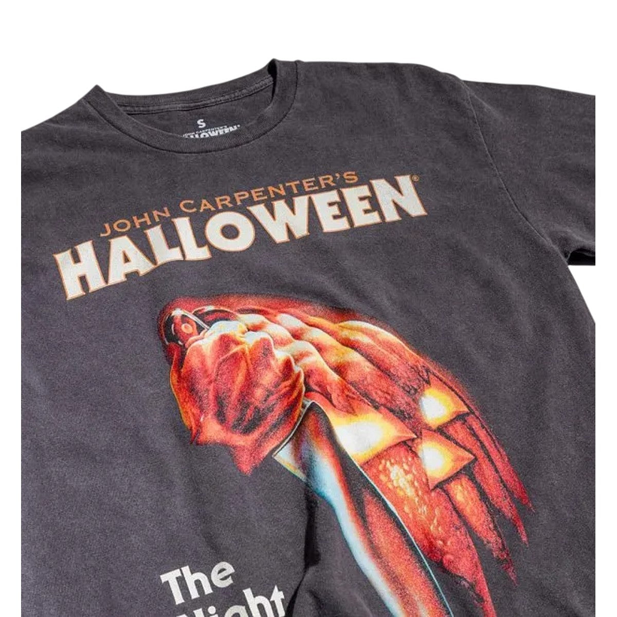 Black-Charcoal - Side - Halloween Unisex Adult Movie Poster Vintage Wash T-Shirt