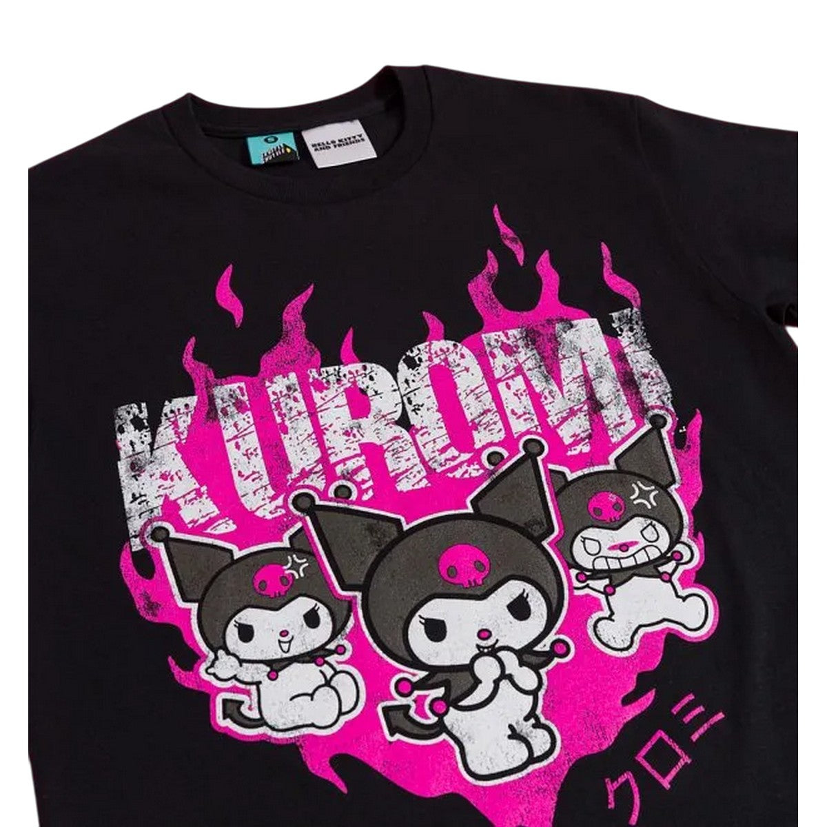 Charcoal - Lifestyle - Kuromi Unisex Adult Flames T-Shirt