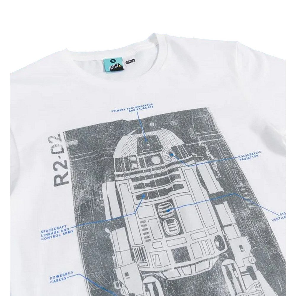 White - Side - Star Wars Unisex Adult R2-D2 Blueprint T-Shirt