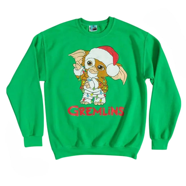 Green - Front - Gremlins Unisex Adult Festive Gizmo Sweatshirt