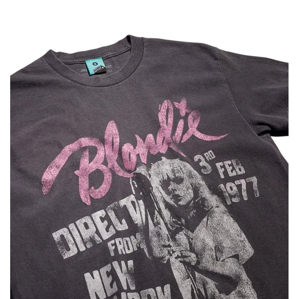 Charcoal - Side - Blondie Unisex Adult New York City Vintage Wash T-Shirt