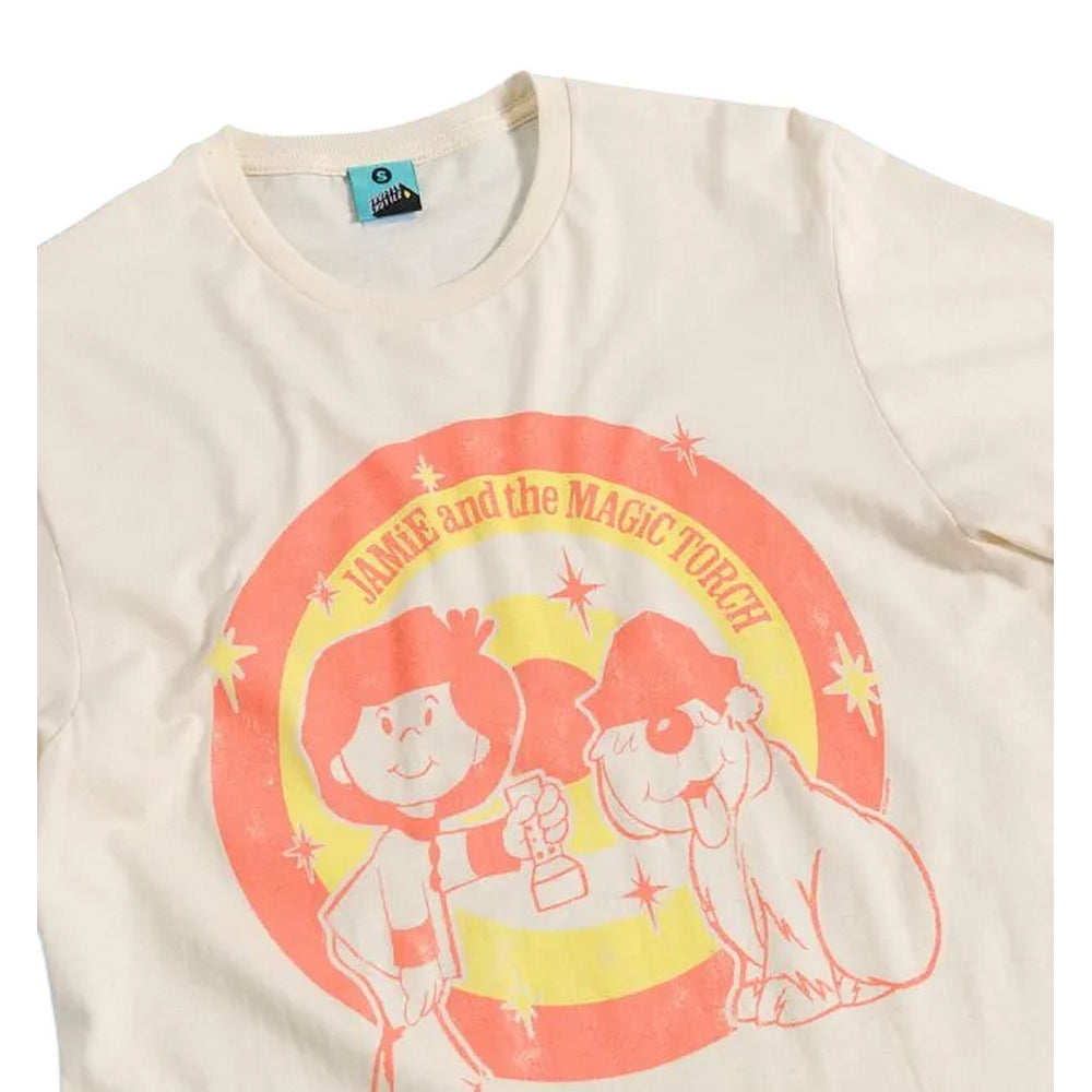Beige - Side - Jamie and the Magic Torch Unisex Adult Retro Vibes T-Shirt