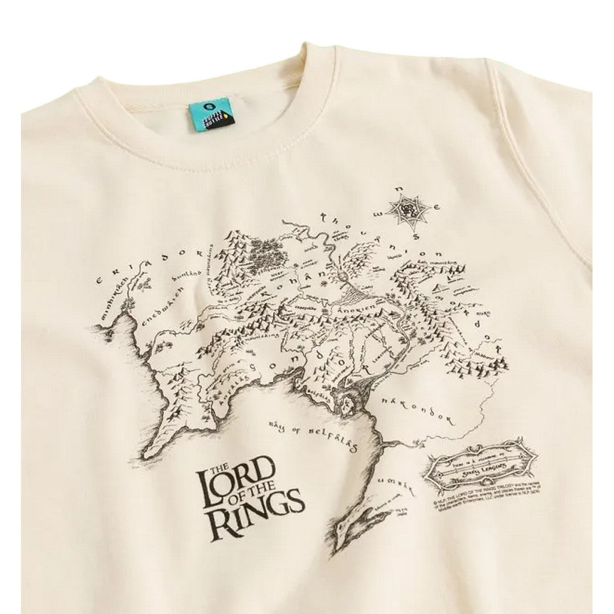 Cream - Back - The Lord Of The Rings Unisex Adult Middle Earth Map Sweatshirt