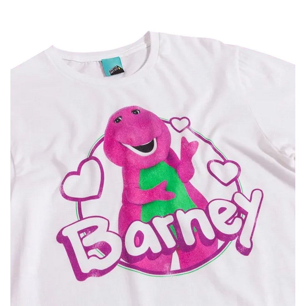 White - Side - Barney Unisex Adult Dinosaur T-Shirt