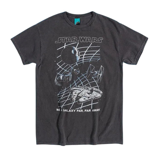 Charcoal - Front - Star Wars Unisex Adult Galaxy Grid Vintage Wash T-Shirt
