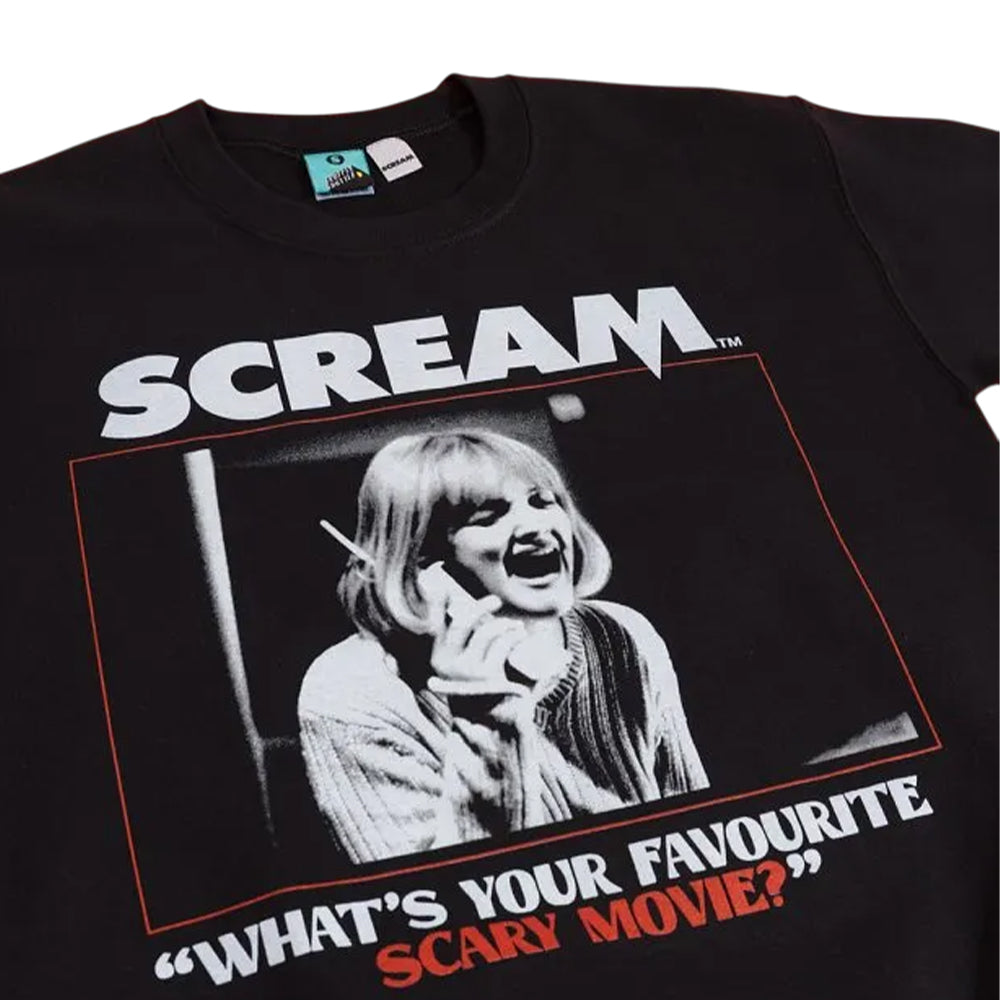 Black - Side - Scream Unisex Adult Whats Your Favourite Scary Movie Sweatshirt