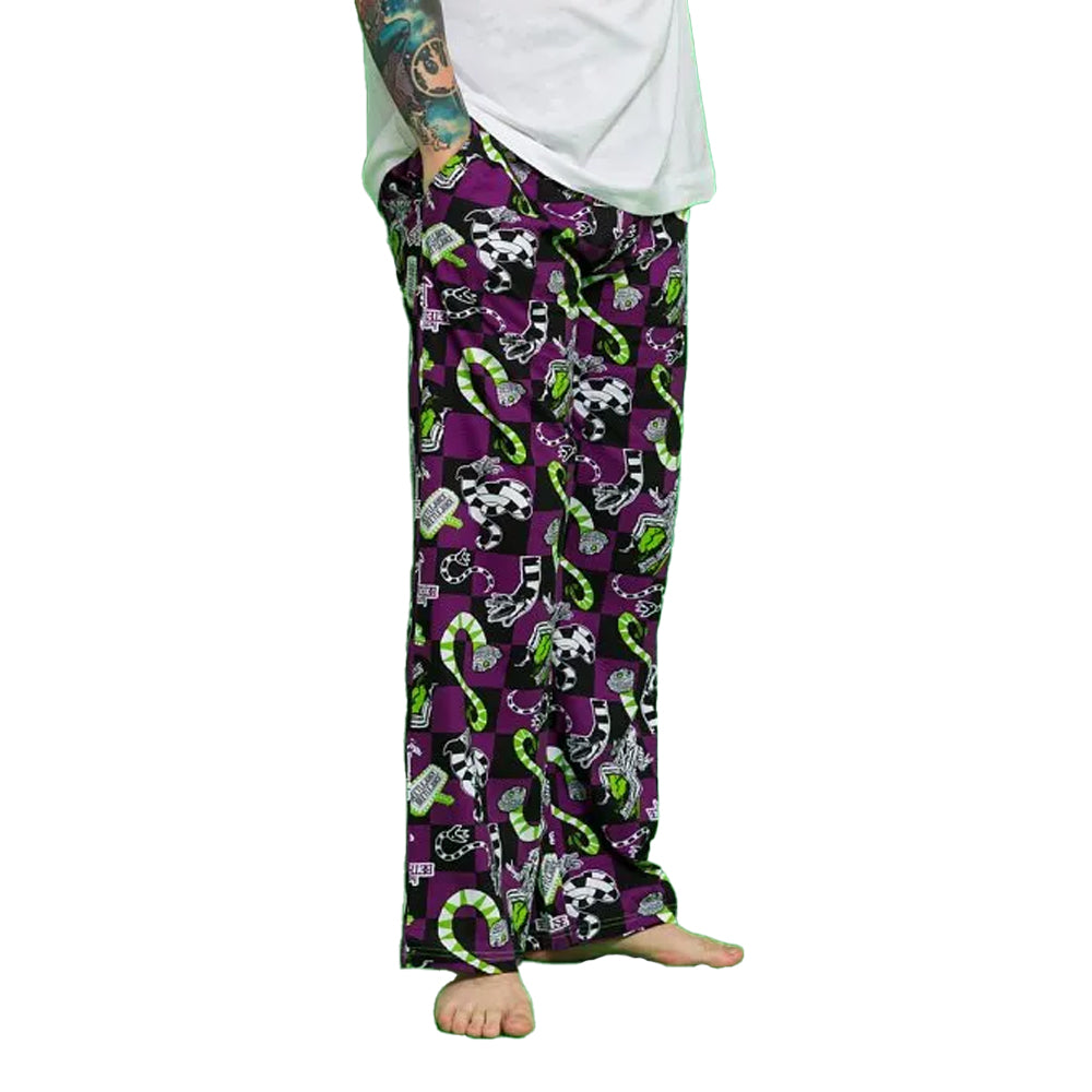 Purple - Side - Beetlejuice Unisex Adult All-Over Print Sandworm Lounge Pants