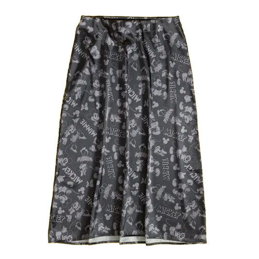 Black - Front - Disney Womens-Ladies Mickey Mouse & Minnie Mouse Patterned Satin Midi Skirt