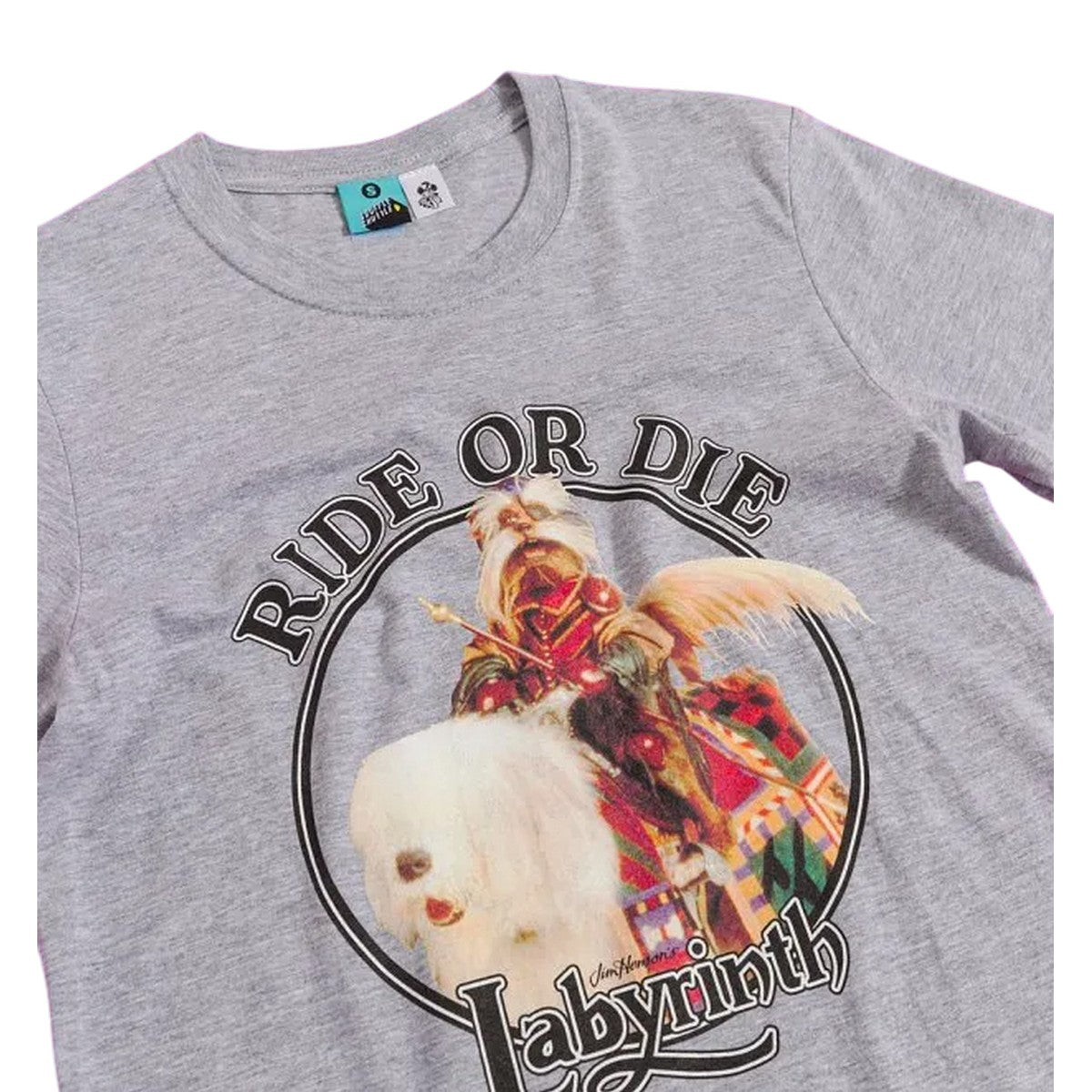 Grey Marl - Side - Labyrinth Unisex Adult Ride Or Die Sir Didymus T-Shirt
