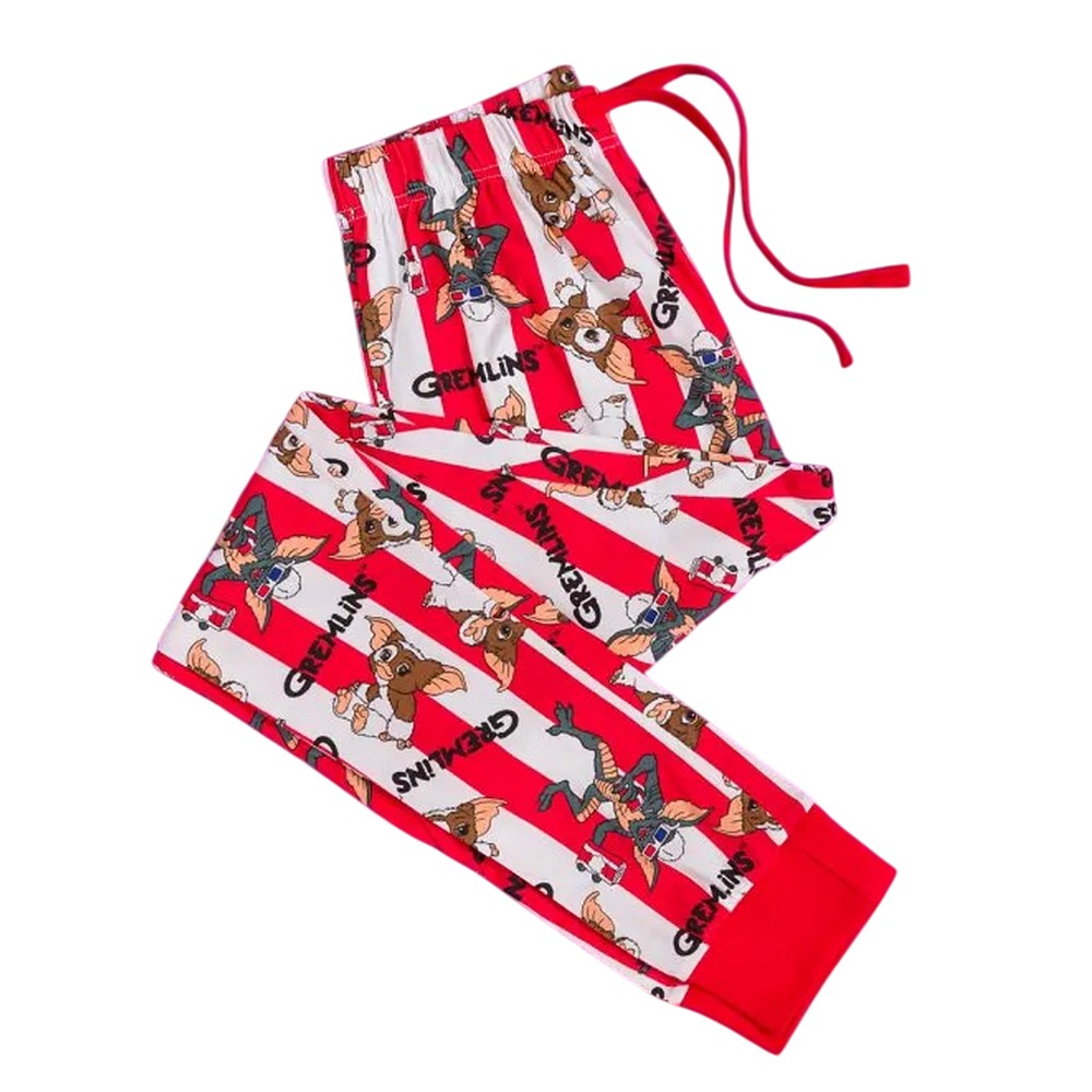 Red-White - Close up - Gremlins Womens-Ladies Movie Night Gizmo Pyjama Set