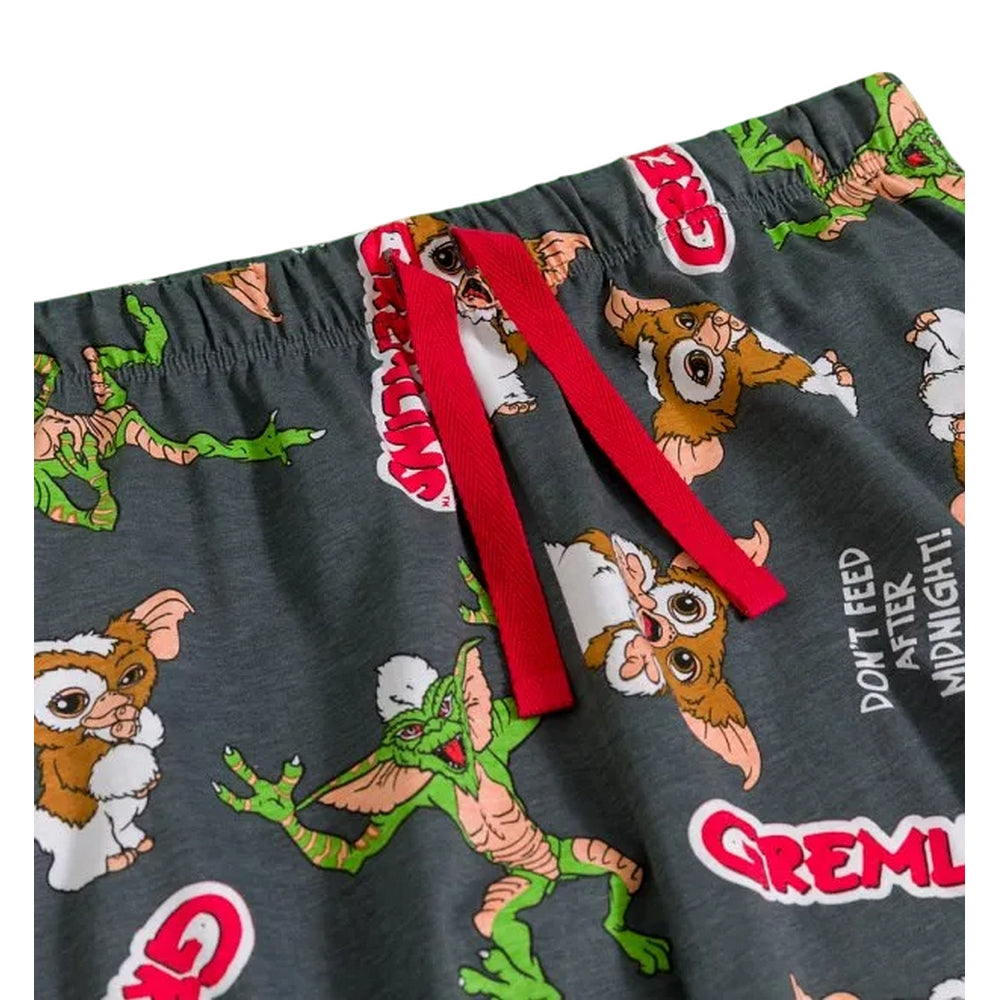 Black-Charcoal - Side - Gremlins Mens Stripe & Gizmo Lounge Pants