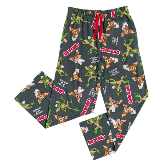 Black-Charcoal - Front - Gremlins Mens Stripe & Gizmo Lounge Pants