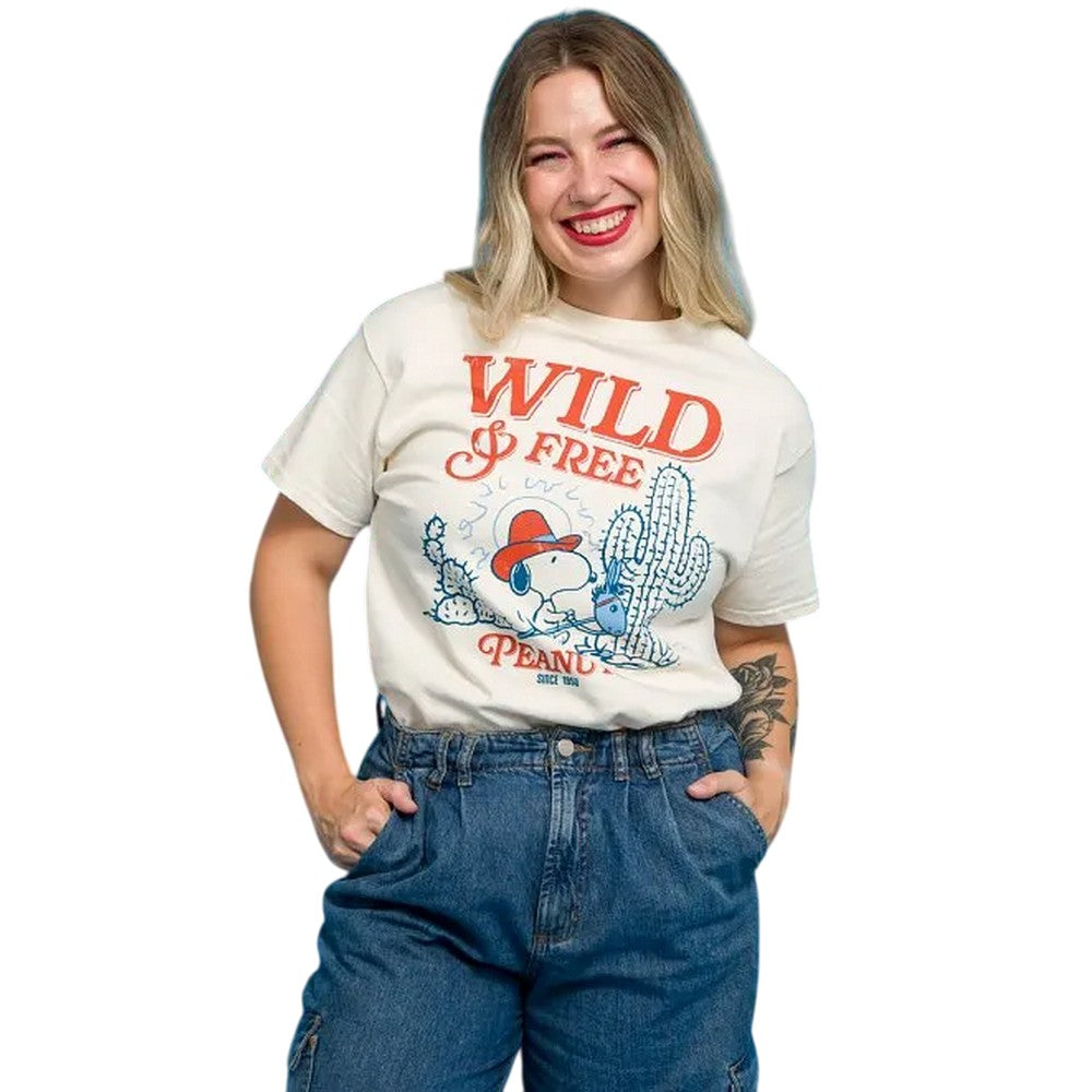 White-Off White - Lifestyle - Peanuts Unisex Adult Wild And Free Snoopy T-Shirt