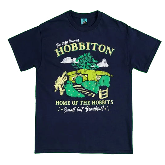 Navy Blue - Front - The Hobbit Unisex Adult The Cozy Town Of Hobbiton T-Shirt