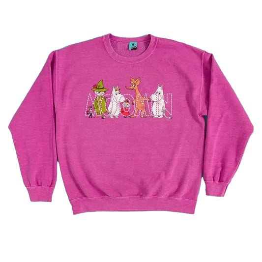 Pink - Front - Moomin Unisex Adult Vintage Washed 80th Sweatshirt