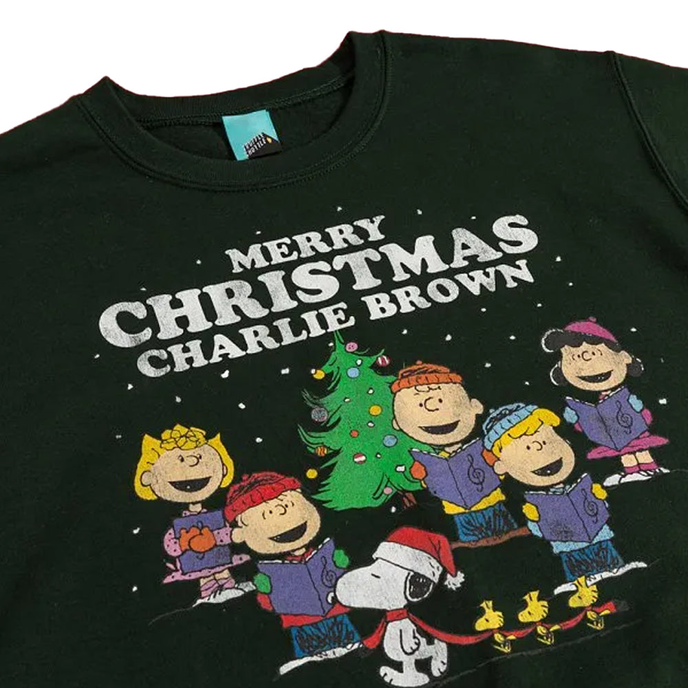 Green - Side - Peanuts Unisex Adult Charlie Brown Christmas Sweatshirt