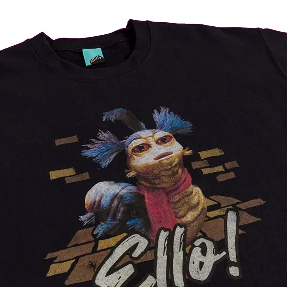 Black - Side - Labyrinth Unisex Adult Brickwork Worm Sweatshirt