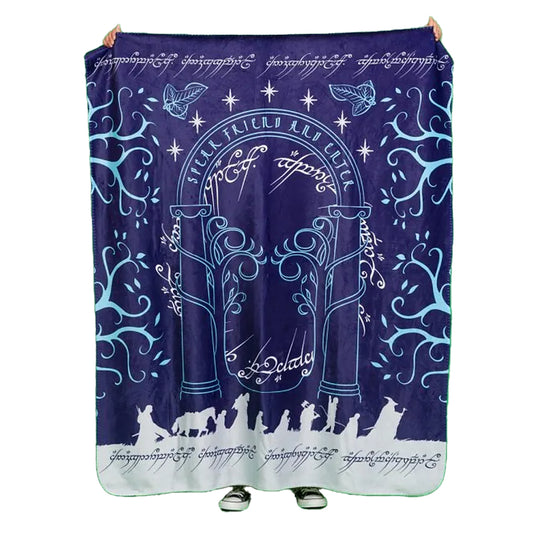 Deep Blue - Front - The Lord Of The Rings Door Of Durin Fleece Blanket