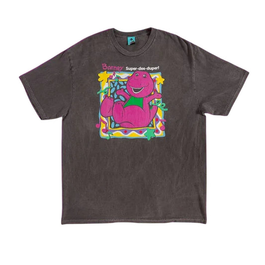 Charcoal - Front - Barney Unisex Adult Super Dee Duper T-Shirt
