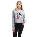 Heather Grey - Side - Disney Womens-Ladies Mickey & Minnie Mouse Peace Crop Sweatshirt