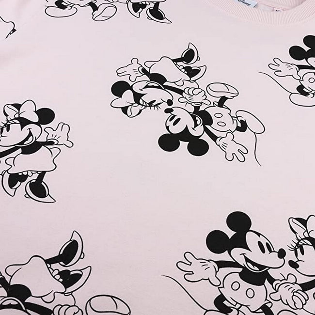 Pale Pink-Black - Side - Disney Womens-Ladies Mickey & Minnie Mouse Sweatshirt