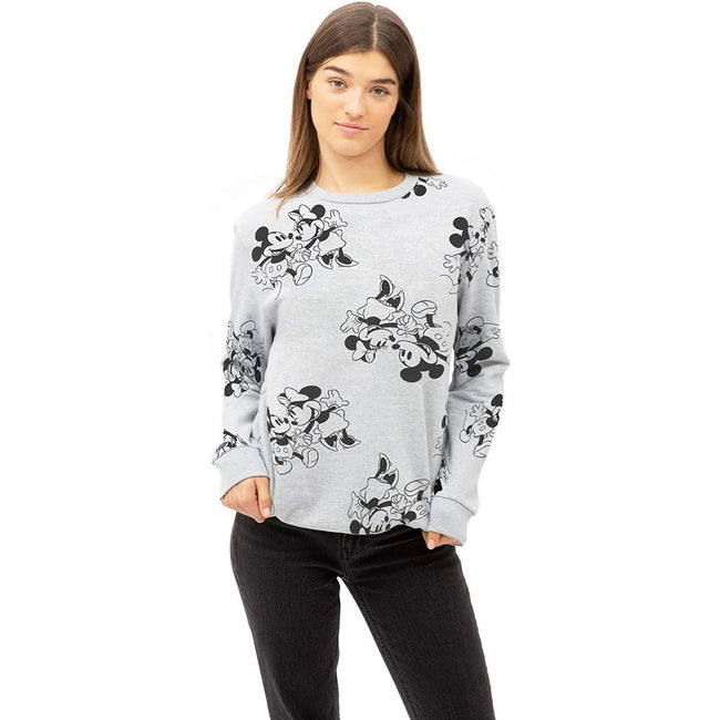 Sports Grey-Black - Lifestyle - Disney Womens-Ladies Mickey & Minnie Mouse Sweatshirt