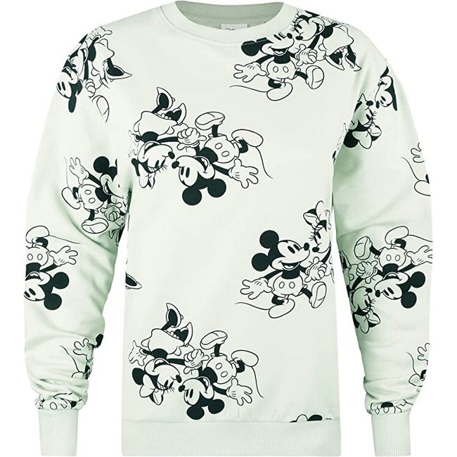 Sage Green-Black - Front - Disney Womens-Ladies Mickey & Minnie Mouse Sweatshirt