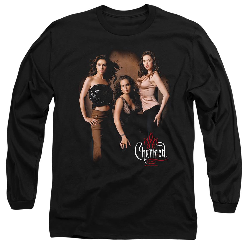 Black - Side - Charmed Unisex Adult Three Hot Witches T-Shirt