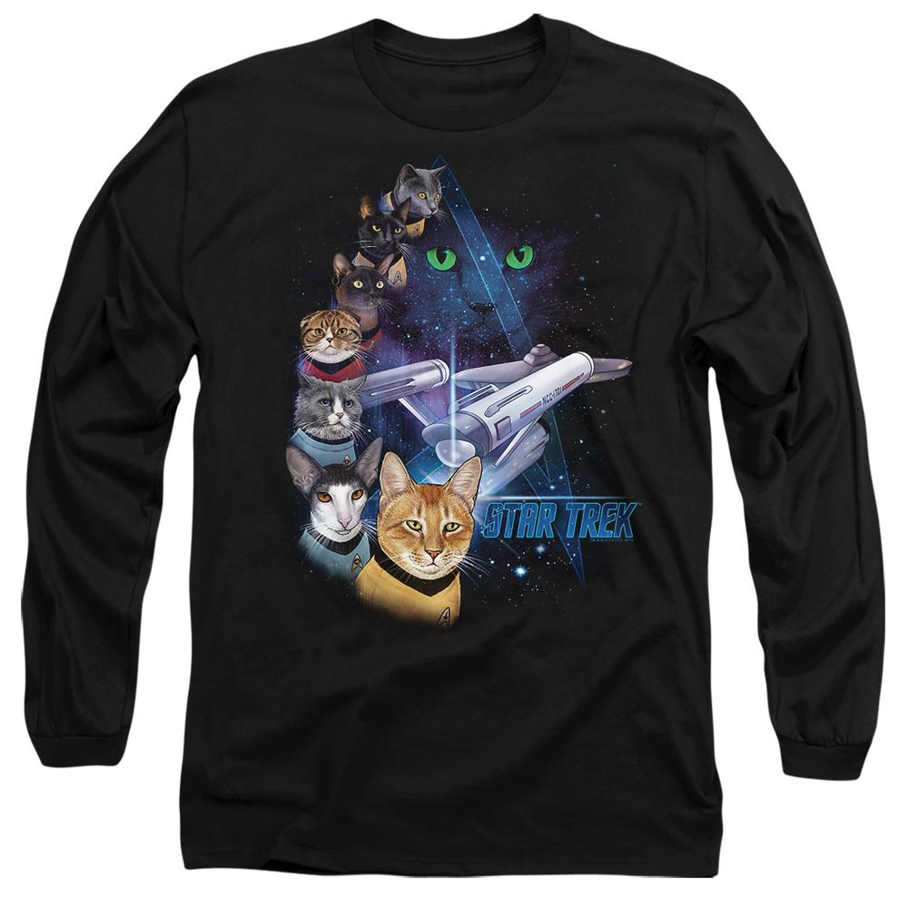Black - Side - Star Trek Unisex Adult Feline Galaxy T-Shirt