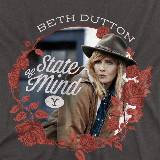 Charcoal - Back - Yellowstone Unisex Adult State Beth Dutton T-Shirt