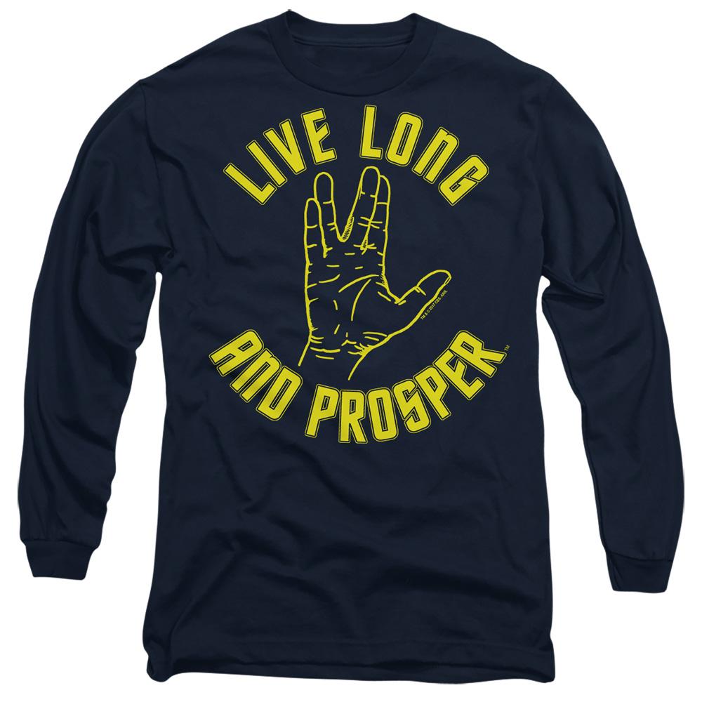 Navy - Side - Star Trek Unisex Adult Live Long Hand T-Shirt