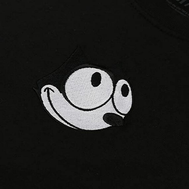 Black-White - Side - Felix The Cat Mens Embroidered T-Shirt