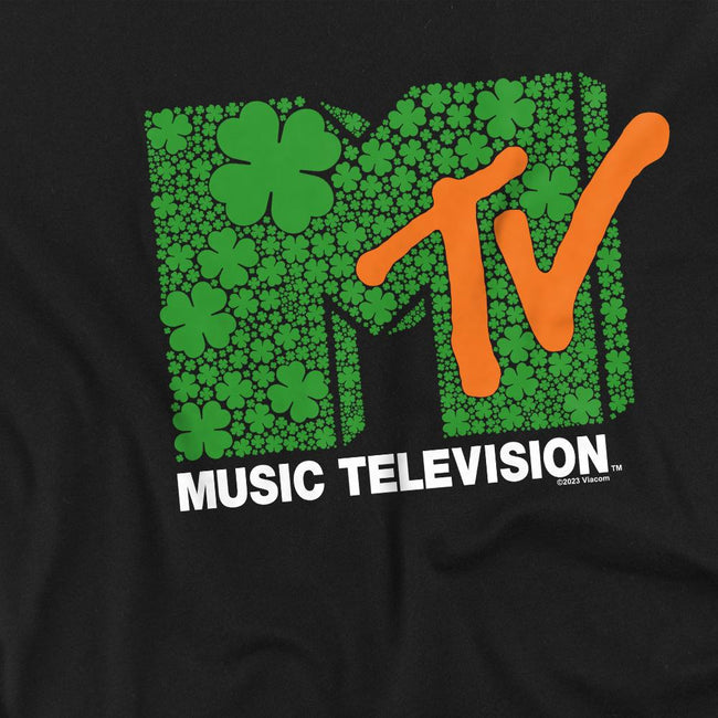Black - Back - MTV Unisex Adult Shamrock Logo St Patricks Day T-Shirt