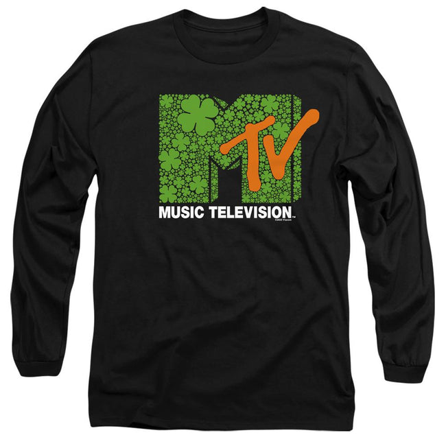 Black - Side - MTV Unisex Adult Shamrock Logo St Patricks Day T-Shirt