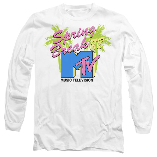 White - Side - MTV Unisex Adult Spring Break Neon Palm Trees T-Shirt