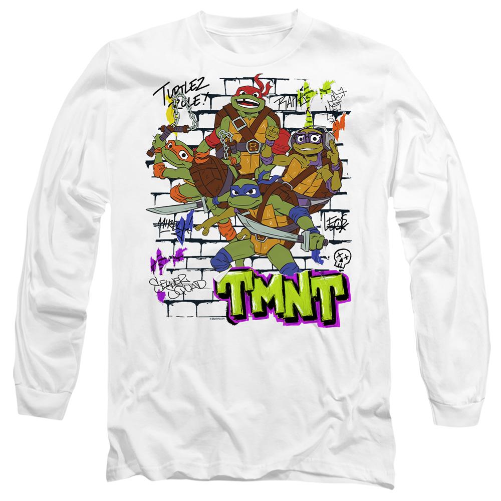 White - Side - Tales of the Teenage Mutant Ninja Turtles Unisex Adult Brick Wall Poster T-Shirt