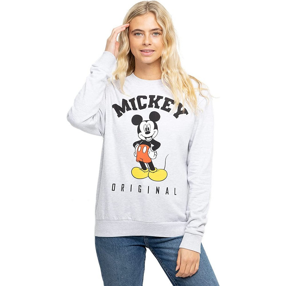 Light Grey-Black - Lifestyle - Disney Womens-Ladies Hello Mickey Mouse Sweatshirt