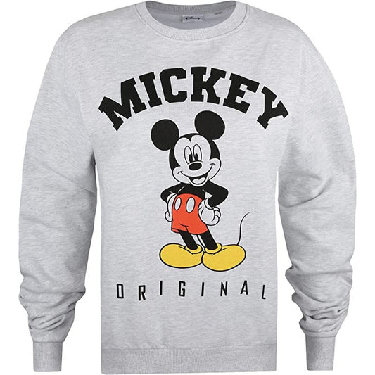 Light Grey-Black - Front - Disney Womens-Ladies Hello Mickey Mouse Sweatshirt