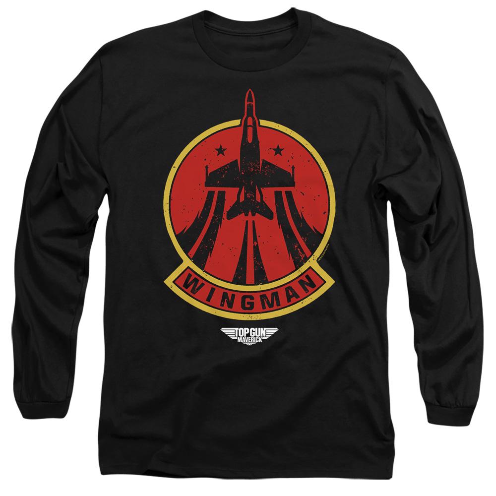 Black - Side - Top Gun Unisex Adult Wingman Logo T-Shirt