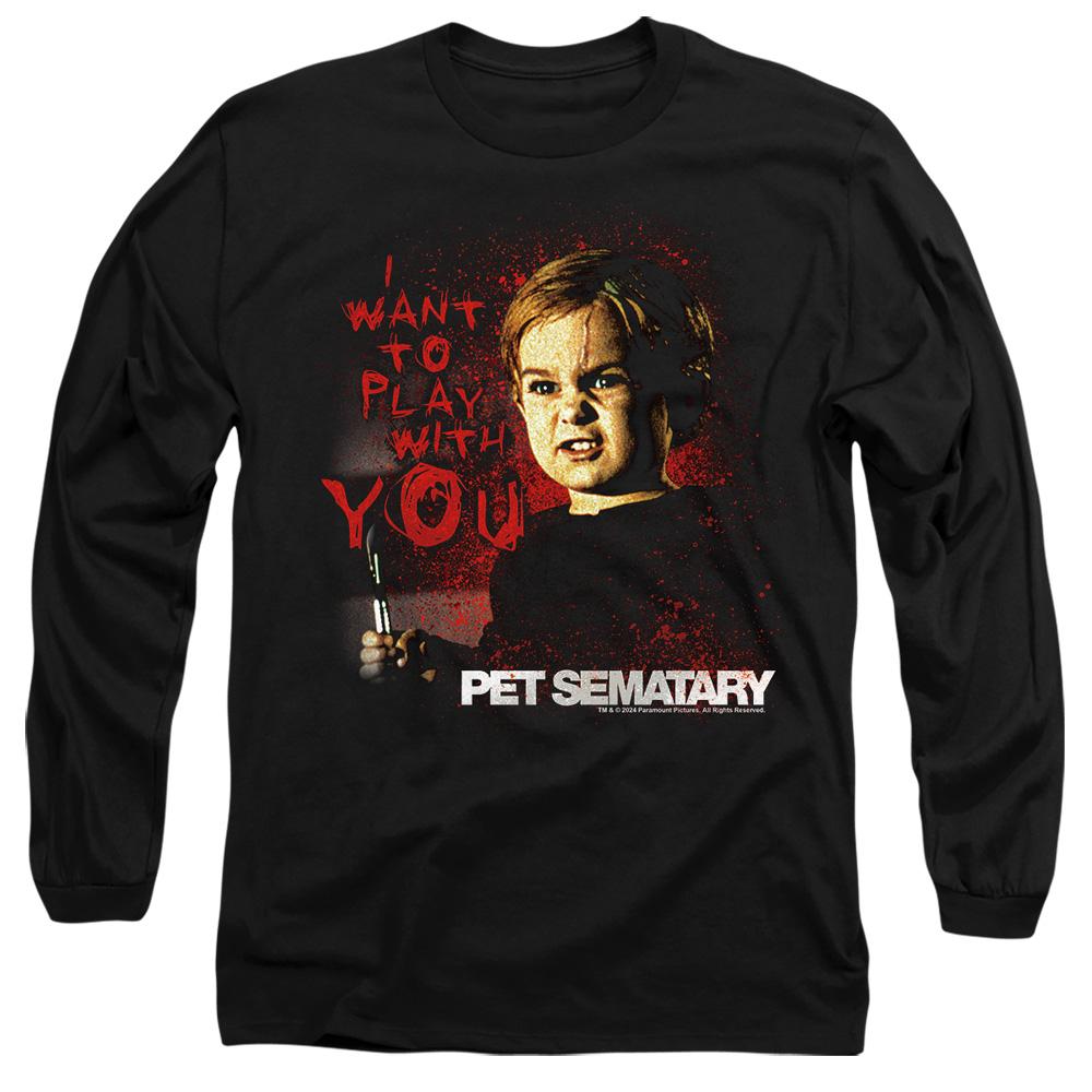Black - Side - Pet Sematary Unisex Adult I Want To Play T-Shirt