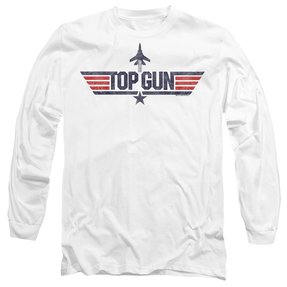 White - Side - Top Gun Unisex Adult Logo T-Shirt