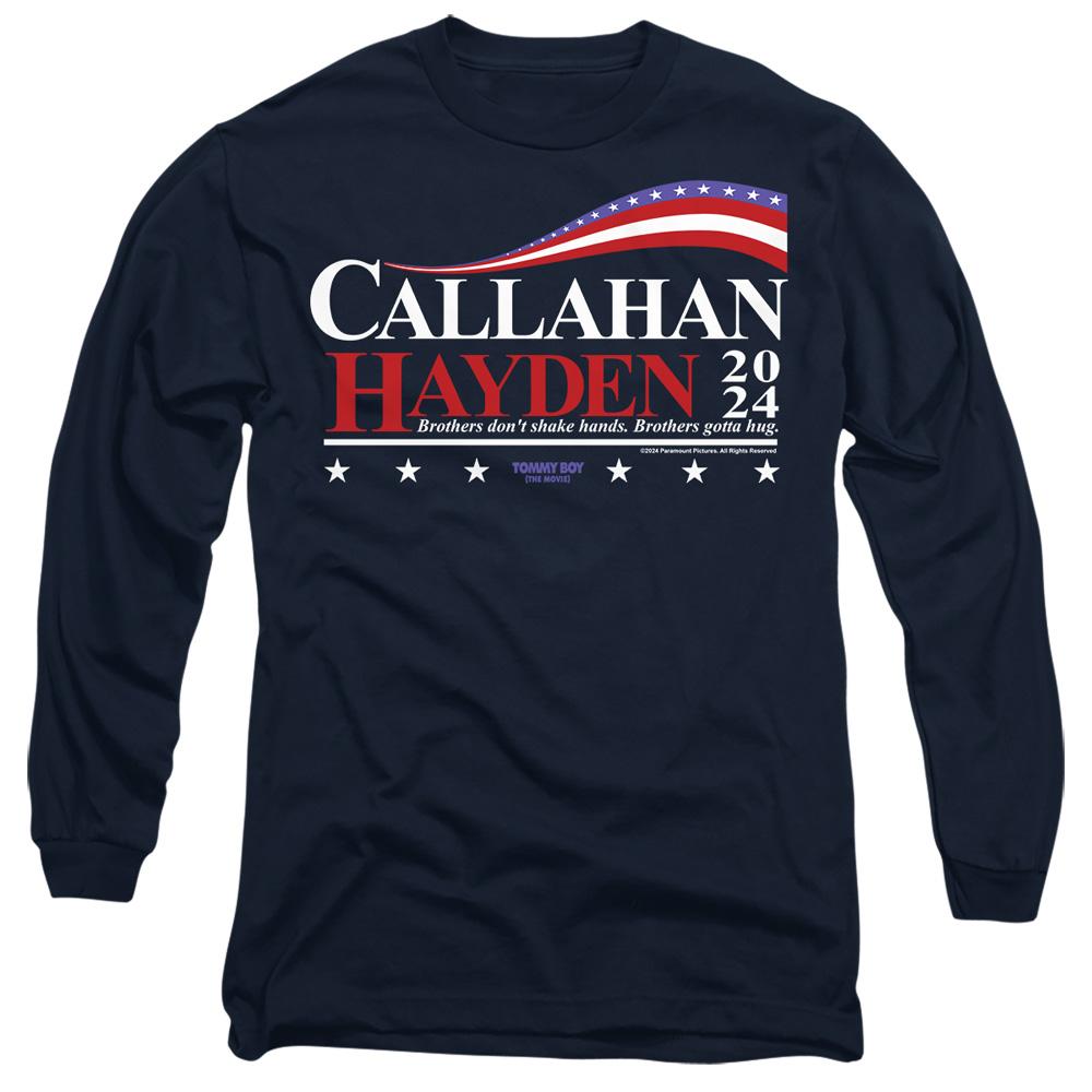 Navy - Side - Tommy Boy Unisex Adult Callahan And Hayden For President 2024 T-Shirt
