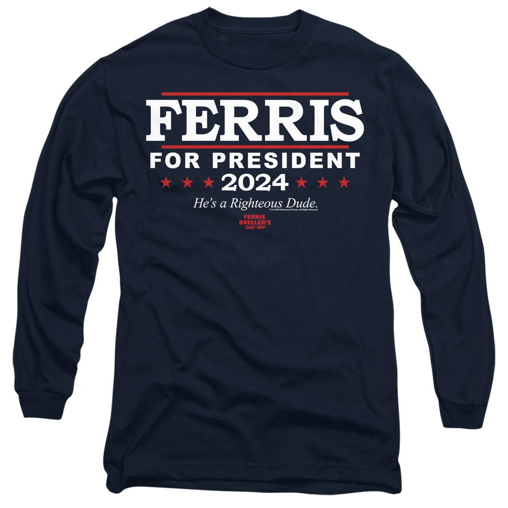 Navy - Side - Ferris Bueller´s Day Off Unisex Adult Ferris For President T-Shirt