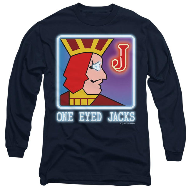 Navy - Side - Twin Peaks Unisex Adult One Eyed Jacks T-Shirt