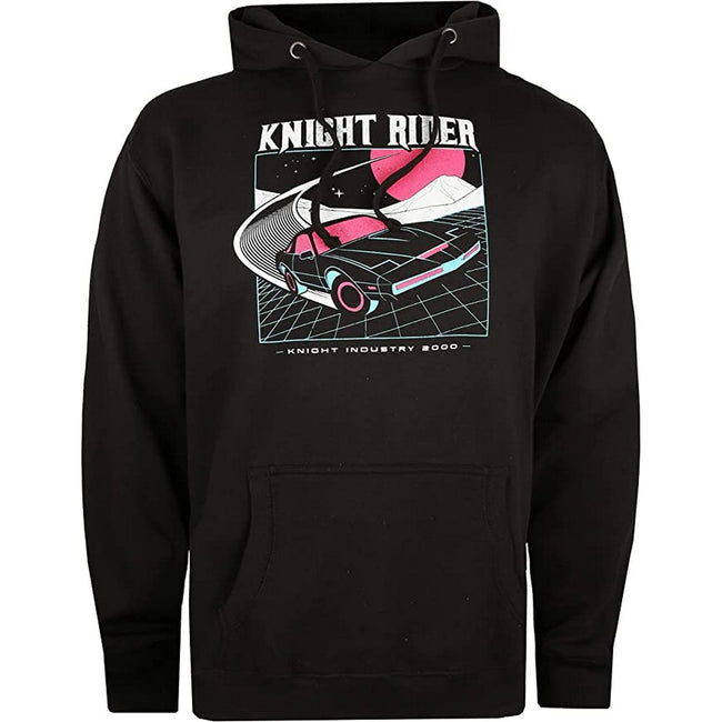 Black - Front - Knight Rider Mens K.I.T.T 2000 Neon Hoodie