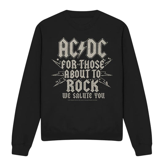 Black - Front - AC-DC Unisex Adult Salute Sweatshirt